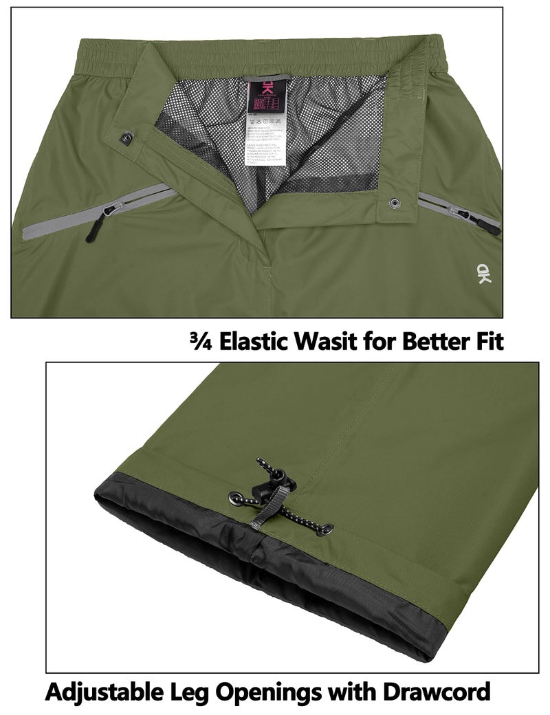 Little Donkey Andy Women's Lightweight Waterproof Rain Pants Breathable Hiking Pants for Outdoor Fishing Olive S - Image 5